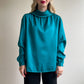 1990s Teal Blouse With Fold-Over Collar (L/XL)