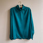 1990s Teal Blouse With Fold-Over Collar (L/XL)