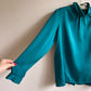 1990s Teal Blouse With Fold-Over Collar (L/XL)