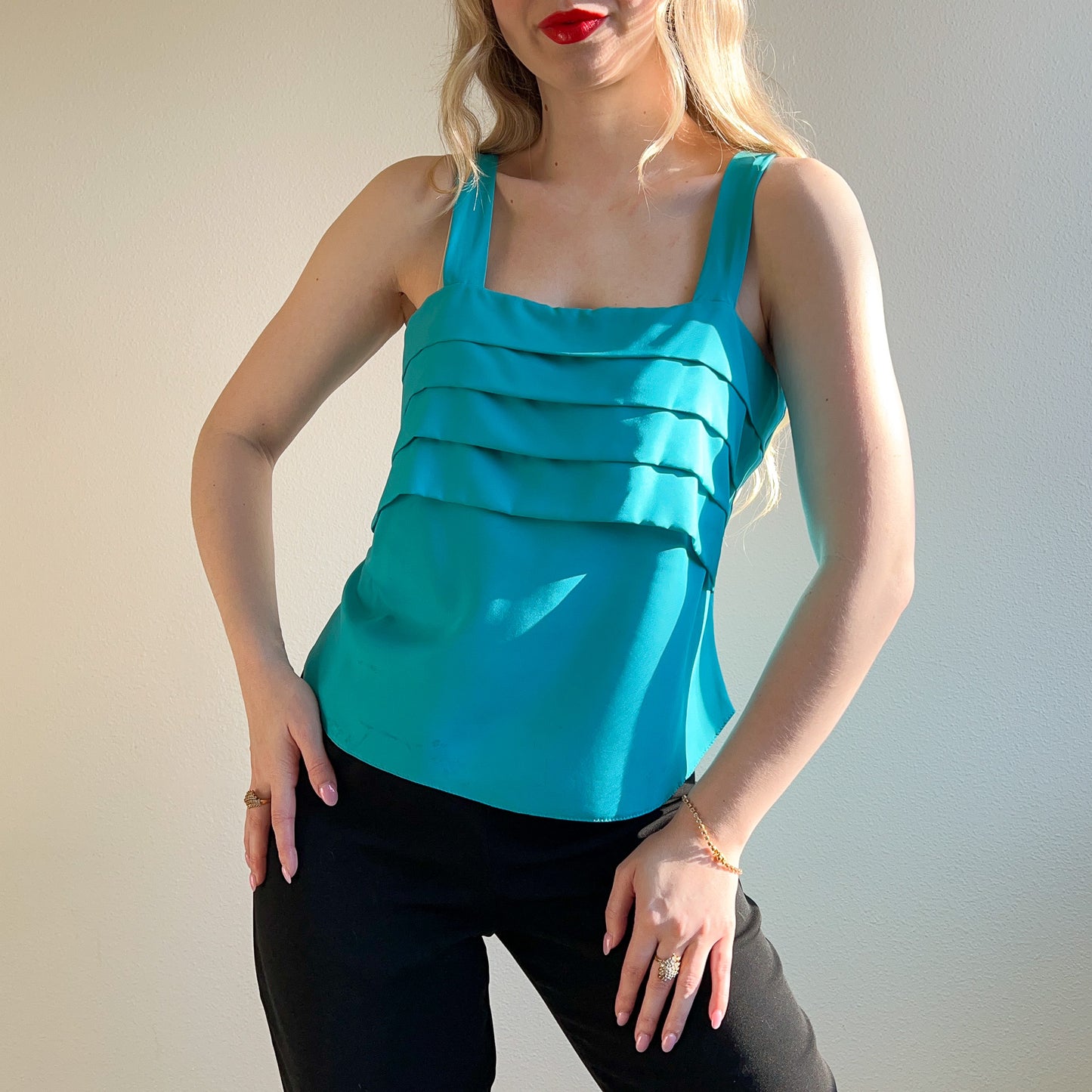 1990s Turquoise Pleated Cami (M)