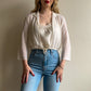 1990s White Open Blouse With Collar (XS/S)