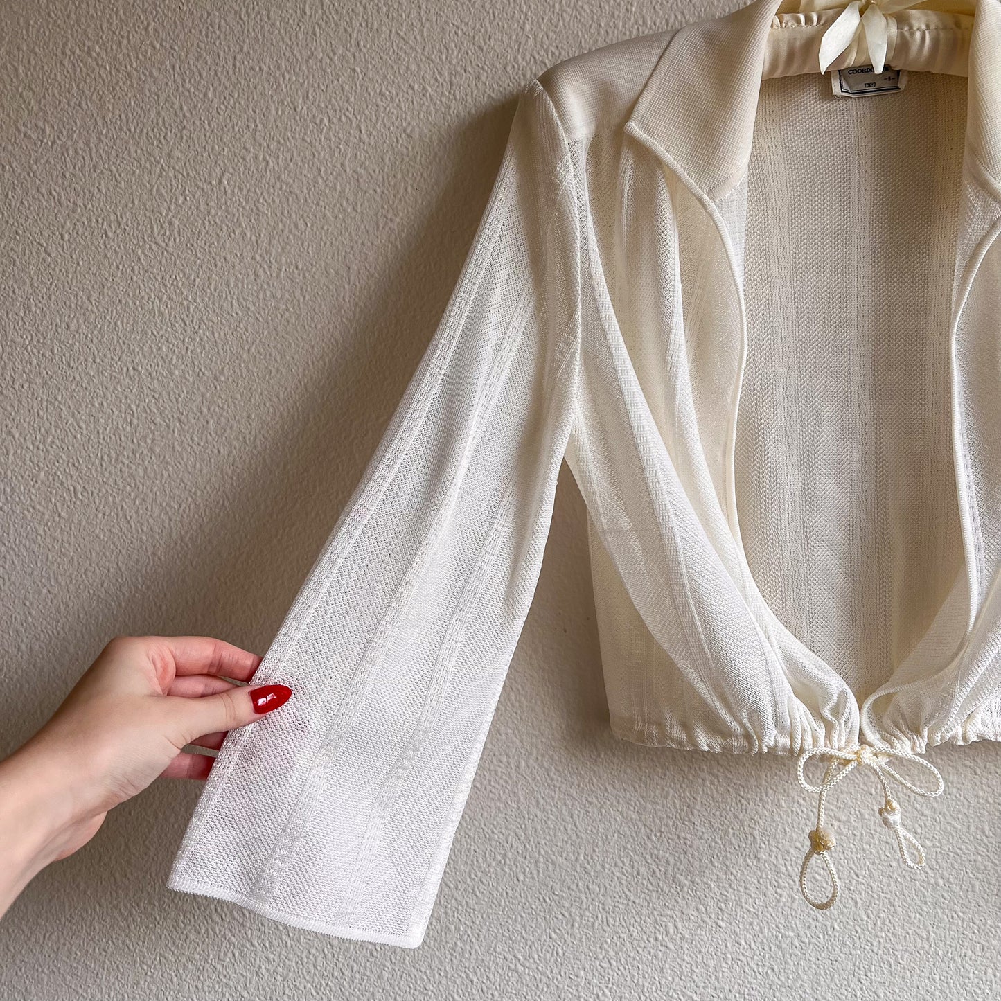 1990s White Open Blouse With Collar (XS/S)