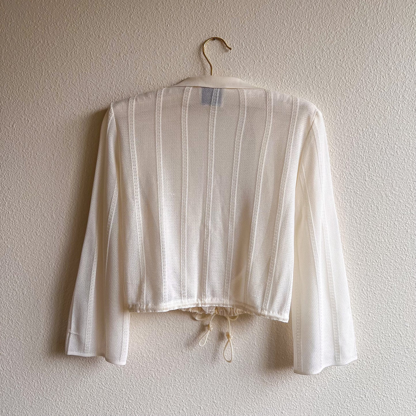 1990s White Open Blouse With Collar (XS/S)