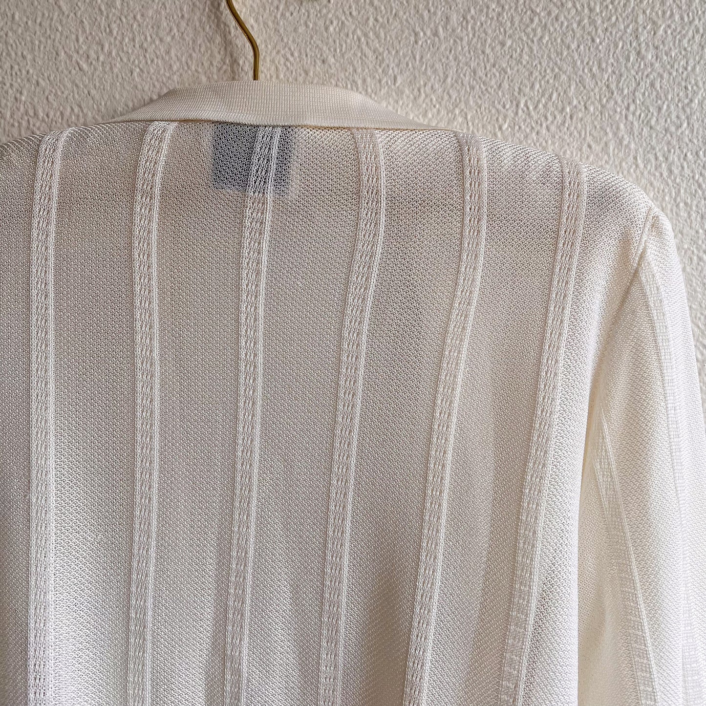 1990s White Open Blouse With Collar (XS/S)