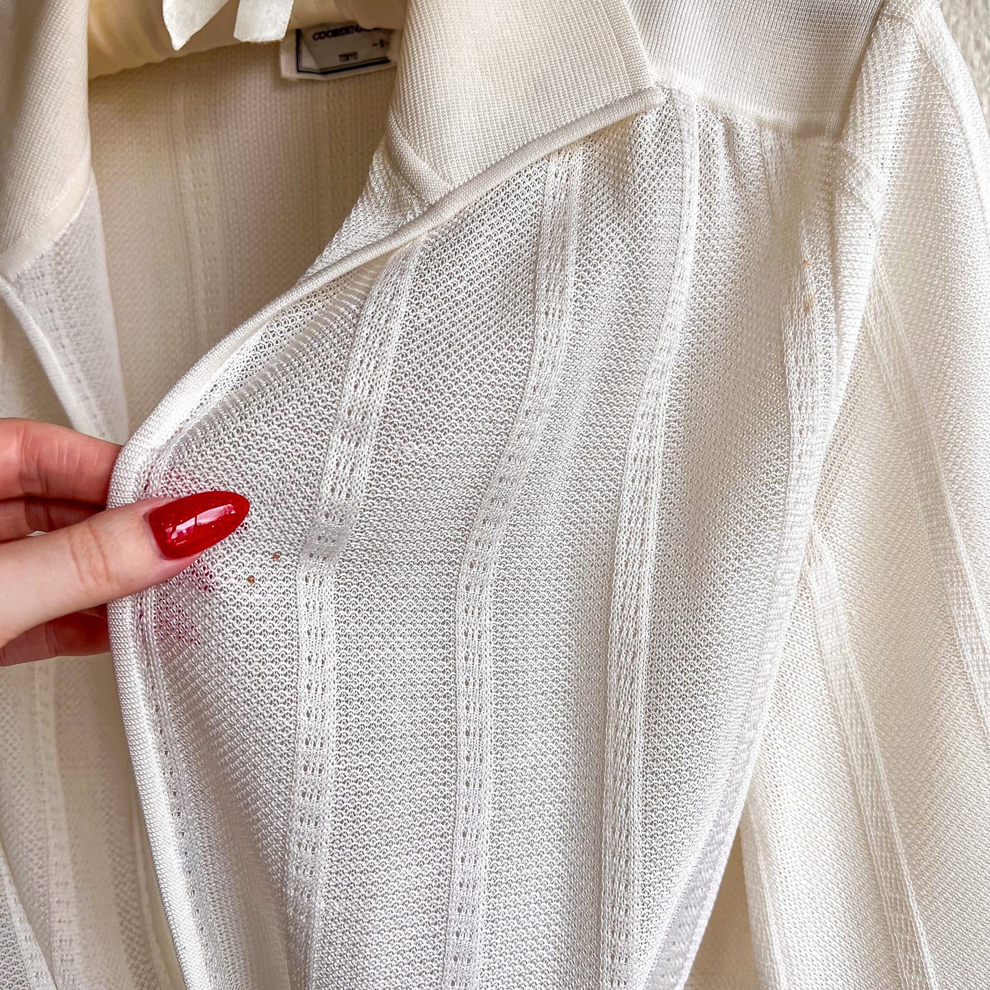 1990s White Open Blouse With Collar (XS/S)