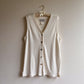 1990s White Sleeveless Cardigan With Abalone Buttons (L/XL)