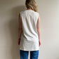 1990s White Sleeveless Cardigan With Abalone Buttons (L/XL)