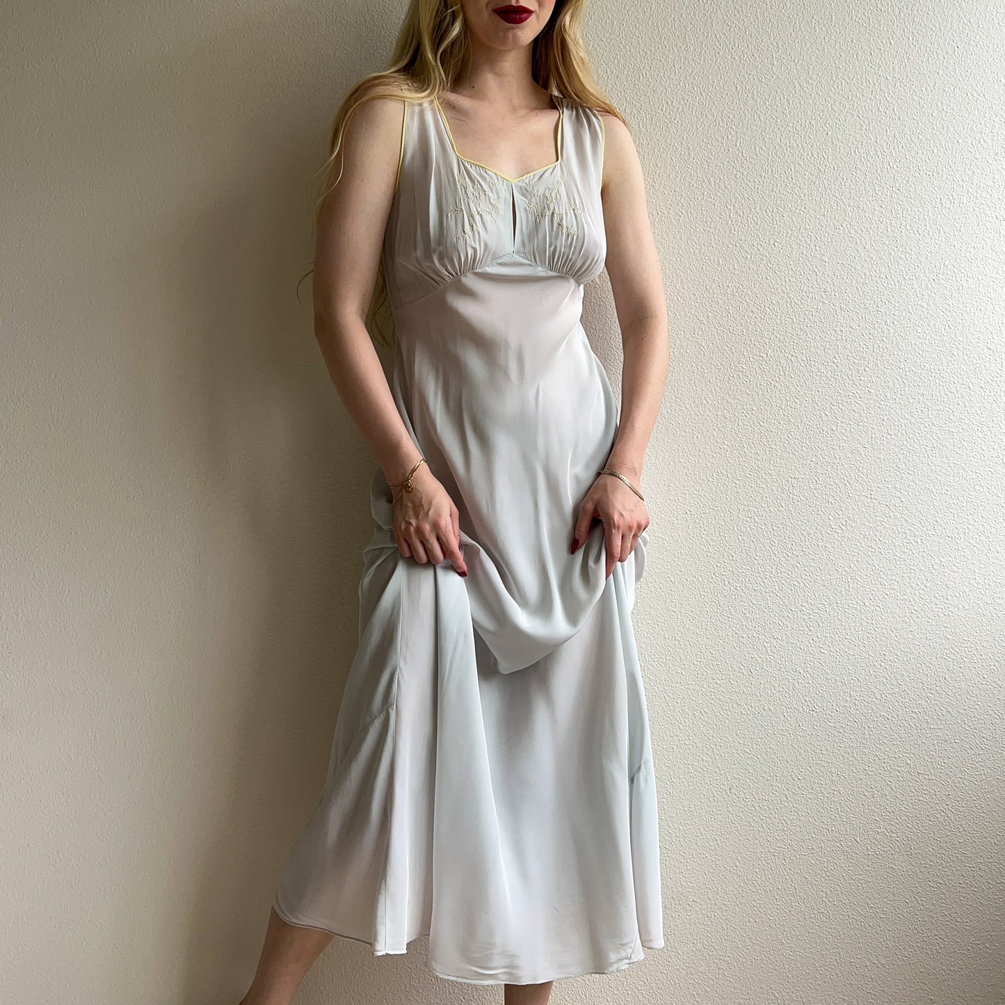 Deadstock 1950s Pale Blue Slip Dress (S/M)