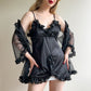 Deadstock 1960s Black Baby Doll Slip With Robe (M/L)