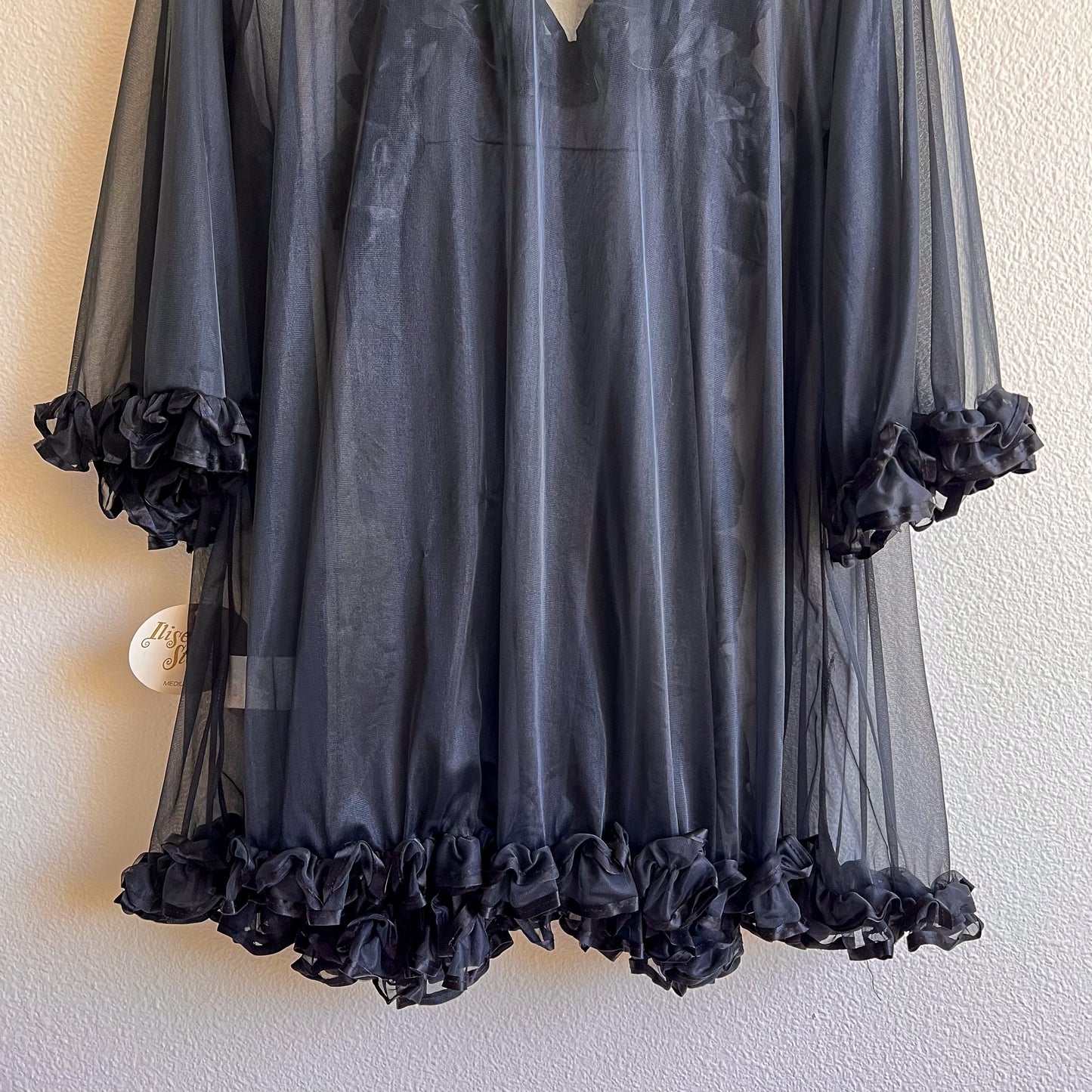 Deadstock 1960s Black Baby Doll Slip With Robe (M/L)