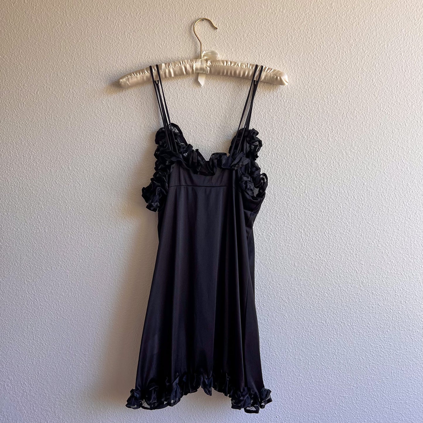 Deadstock 1960s Black Baby Doll Slip With Robe (M/L)