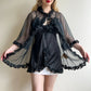 Deadstock 1960s Black Baby Doll Slip With Robe (M/L)