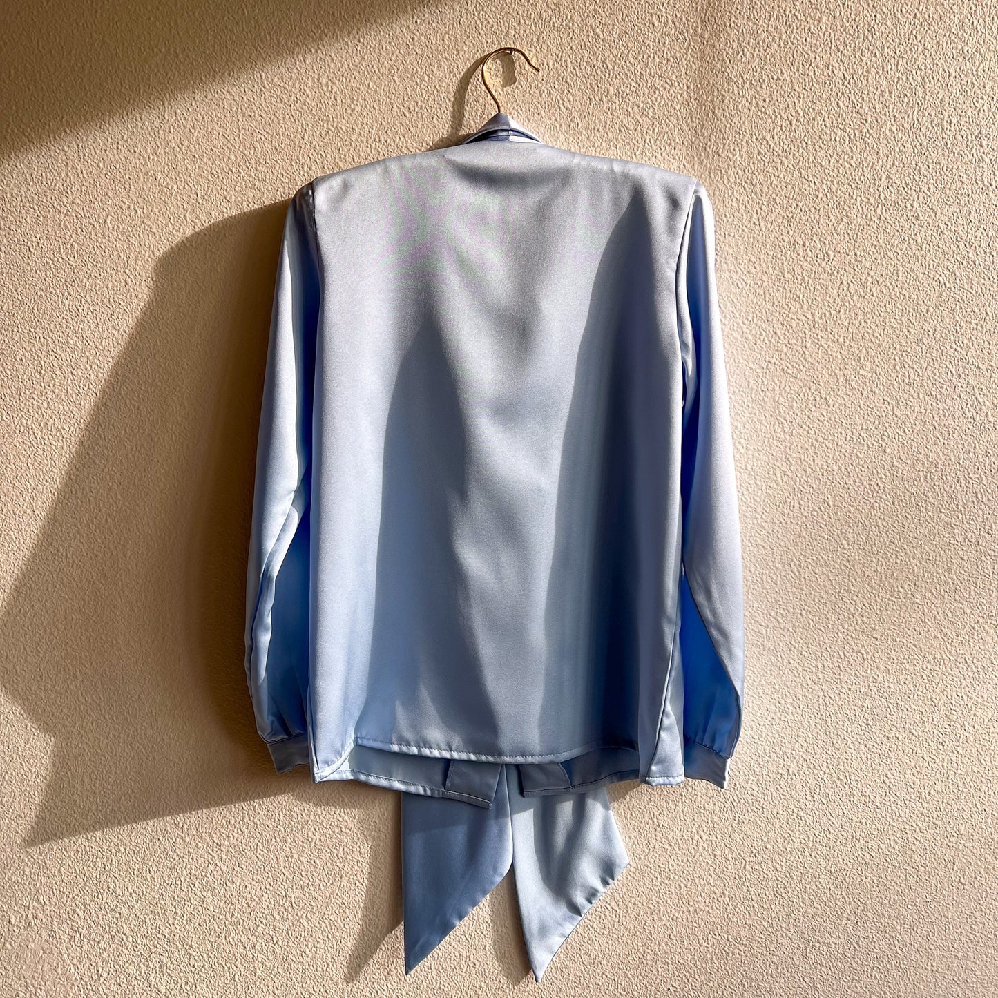 Deadstock 1980s Soft Blue Satin Blouse (XS/S)