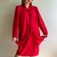 Deadstock 1980s Red Buttoned Collar Dress (L/XL)
