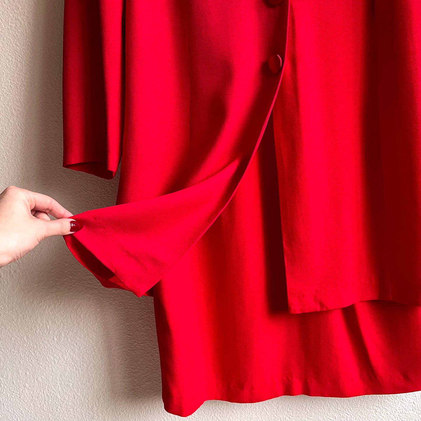 Deadstock 1980s Red Buttoned Collar Dress (L/XL)