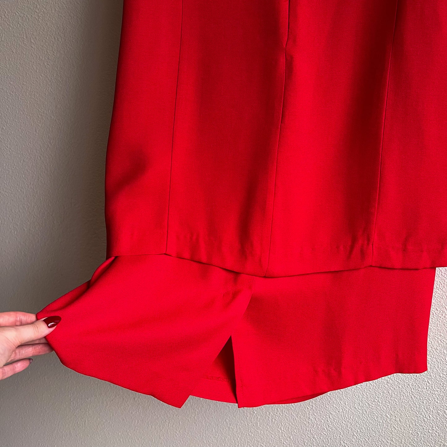 Deadstock 1980s Red Buttoned Collar Dress (L/XL)