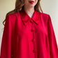 Deadstock 1980s Red Buttoned Collar Dress (L/XL)