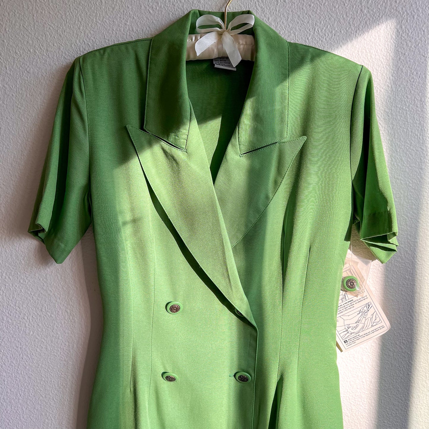 Deadstock 1990s Double Breasted Green Dress (S/M)