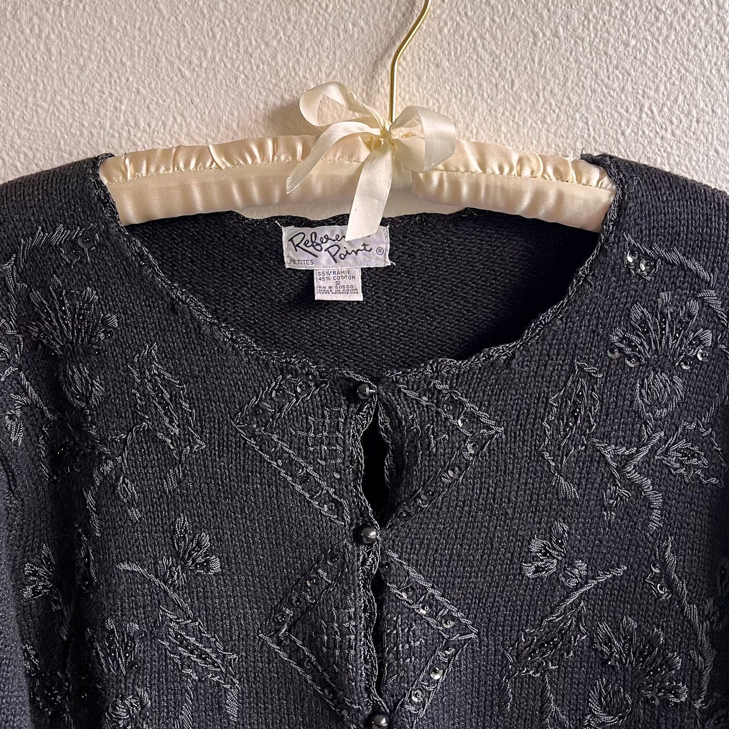 Deadstock 1990s Black Cardigan With Embroidery (M/L)