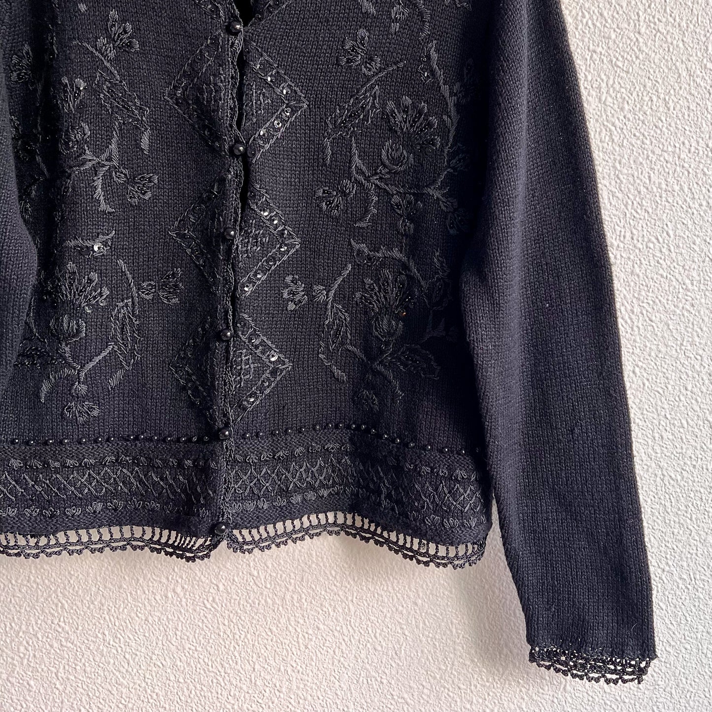 Deadstock 1990s Black Cardigan With Embroidery (M/L)