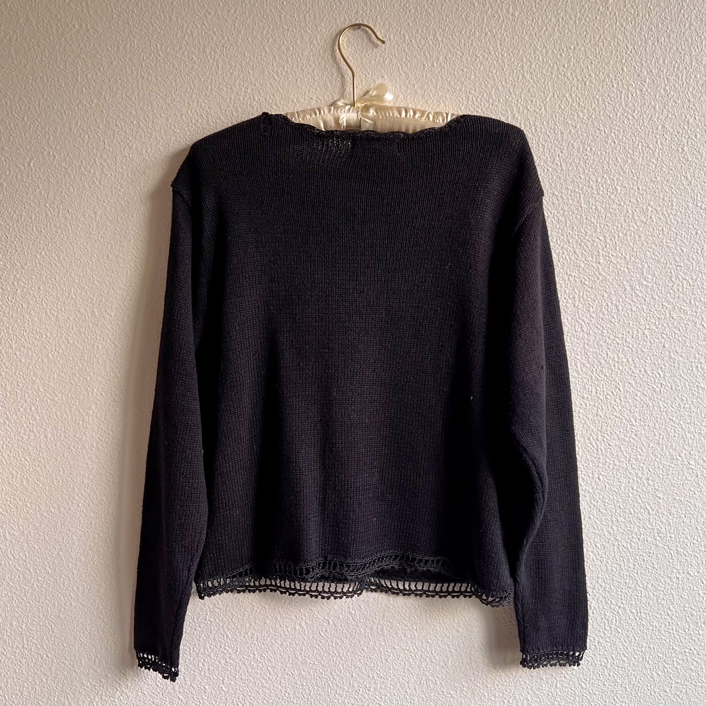 Deadstock 1990s Black Cardigan With Embroidery (M/L)