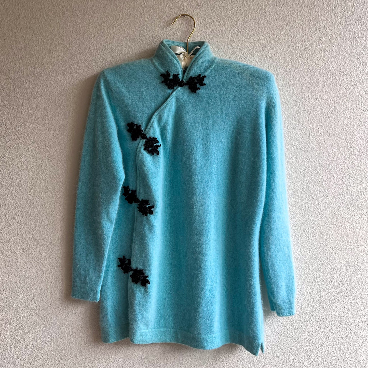 Deadstock Blue Cashmere Sweater With Black Toggles (S/M)