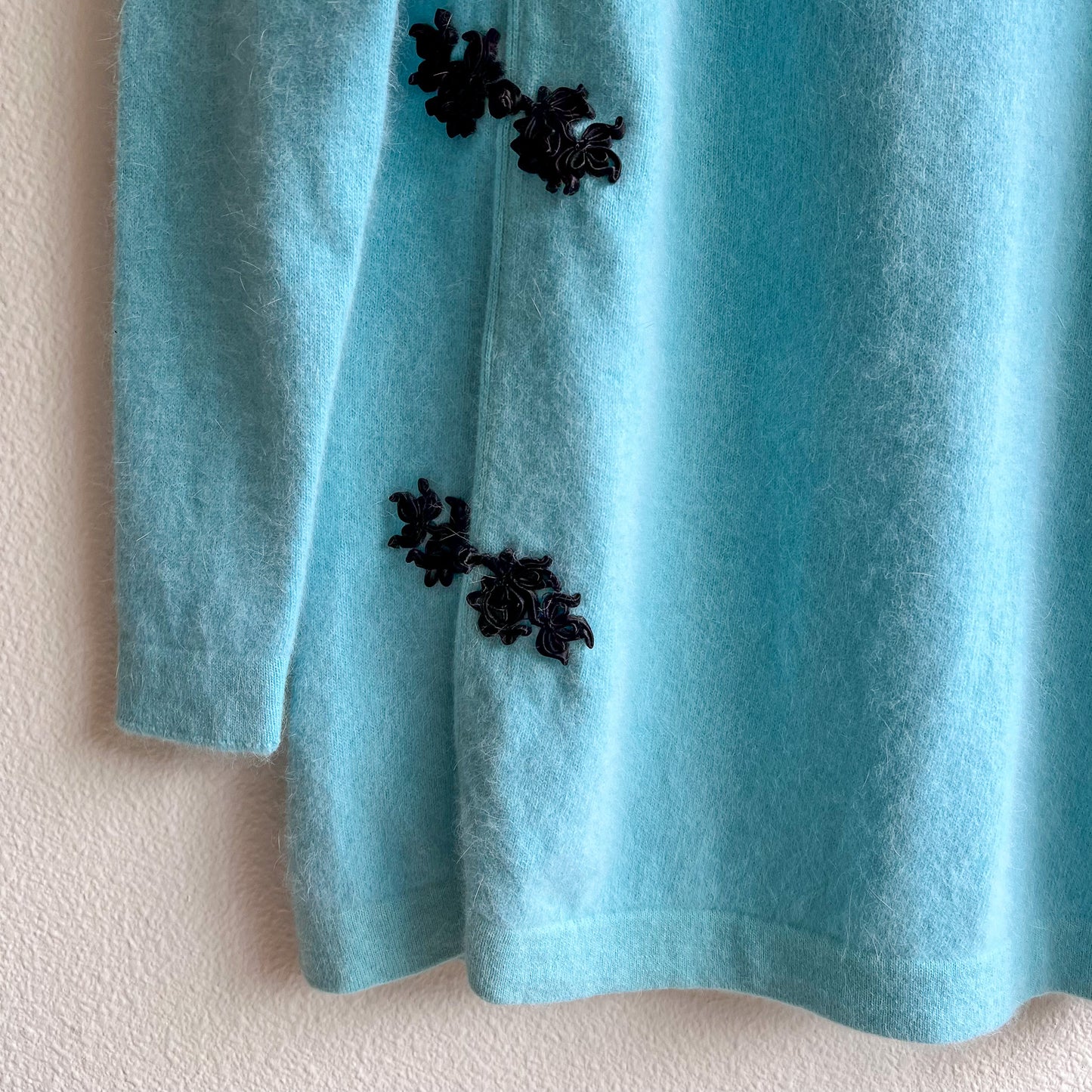 Deadstock Blue Cashmere Sweater With Black Toggles (S/M)