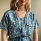 Deadstock 1980s Denim Romper With Floral Print (M)