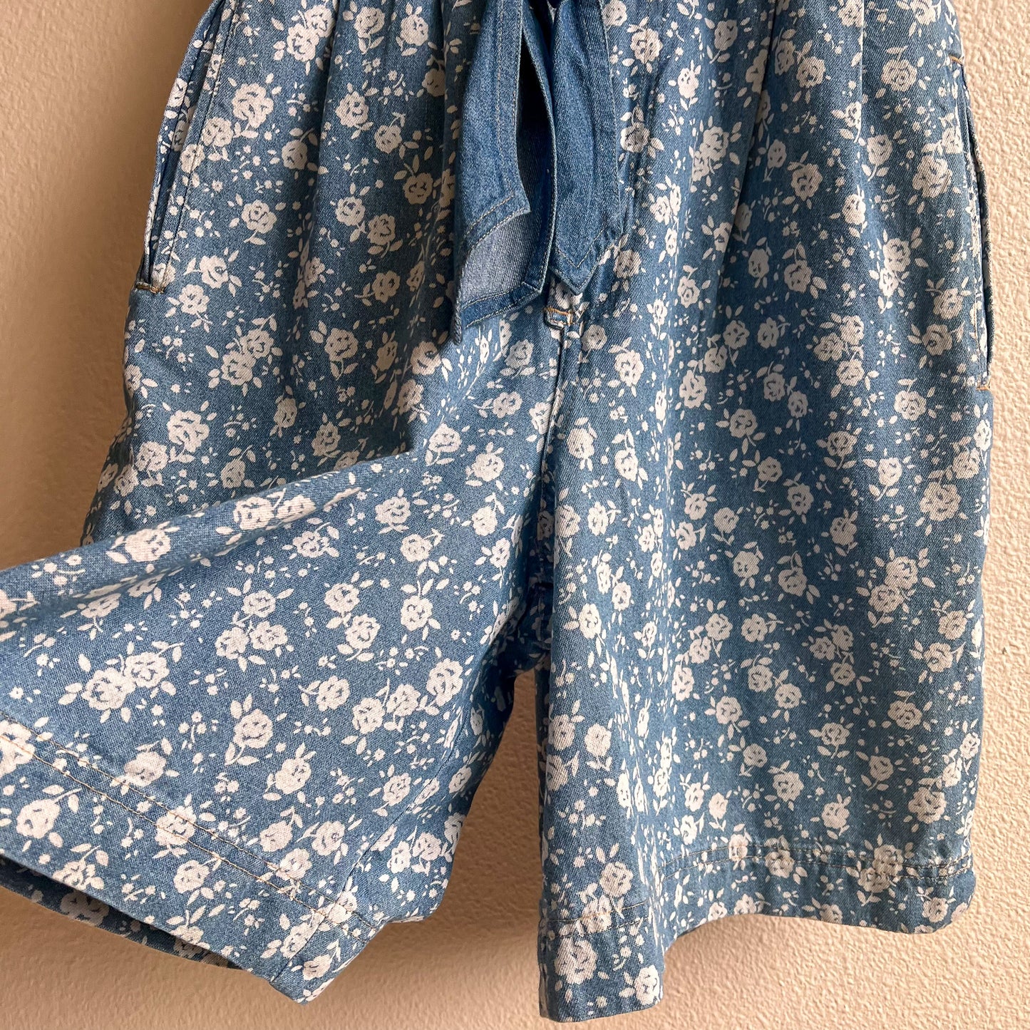 Deadstock 1980s Denim Romper With Floral Print (M)