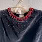 1950s Black Velvet Top With Beading (XS/S)