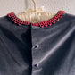 1950s Black Velvet Top With Beading (XS/S)