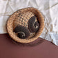 1940s Straw Hat With Rhinestones and Brown Netting