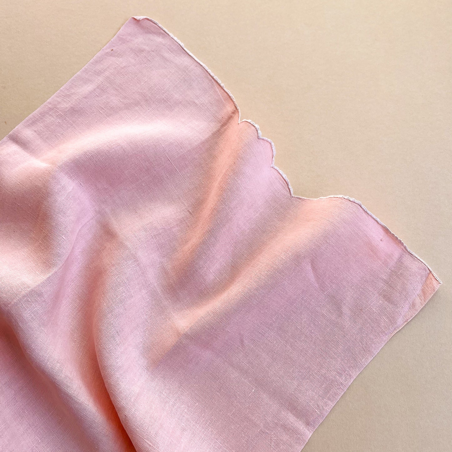 1940s Pale Pink Tea Towel With White Flower