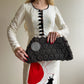 1930s Black Crochet Clutch With Lucite Charm