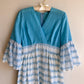 1970s Sky Blue Bell-Sleeved Maxi Dress (S)