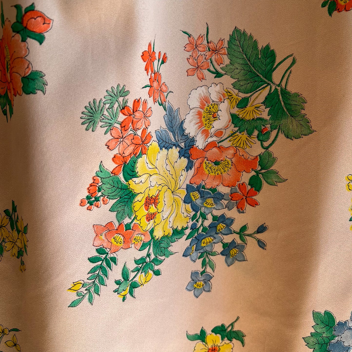 Stunning 1970s Peach Floral Print Halter Maxi Dress (S)