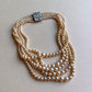 1950s Multi-Layered Luxurious Pearl Necklace With Rhinestones