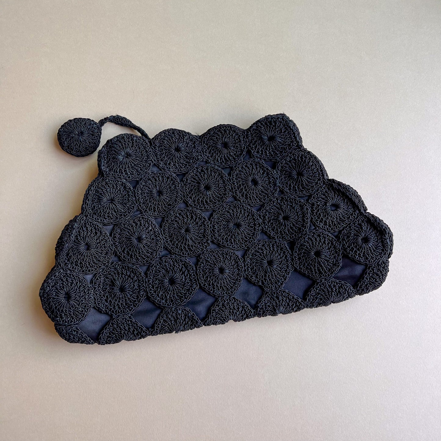 Darling 1940s Black Crochet Oversized Clutch