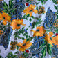 1960s Yellow Flowers and Blue Paisley Silk Scarf