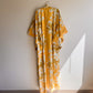 1960s Yellow Silk Kimono With White Dogwood Floral Print (OSFM)
