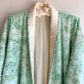 1960s Mint Green Cherry Blossom Print Silk Kimono (OSFM)