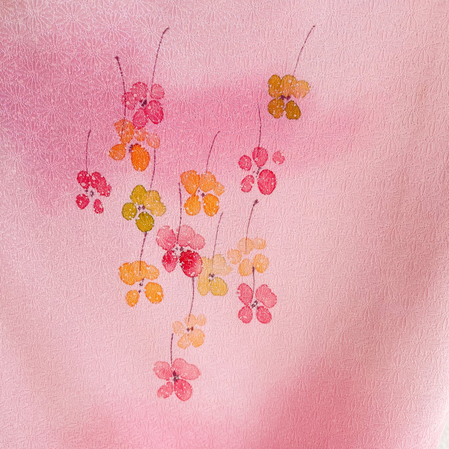 1960s Pink Ombre Silk Kimono With Dainy Floral Print (OSFM)