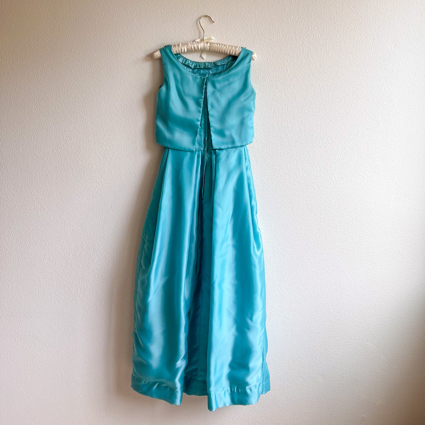 1960s Turquoise Gown With Daisy Appliqué (XS)