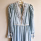 1970s Gunne Sax Blue Floral Cotton Gown (XS)