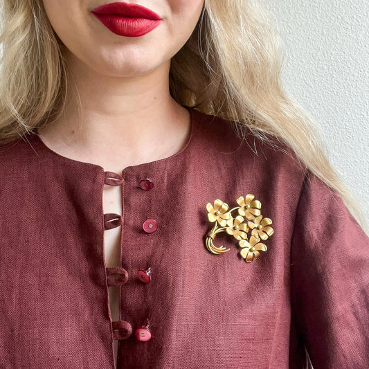 1950s Gold Bouquet of Daisies Brooch