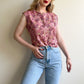 1950s Sparkling Roses Pattern Blouse (S/M)