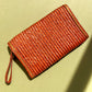 1970s Brown Raffia Clutch With Gold Trim