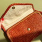 1970s Brown Raffia Clutch With Gold Trim