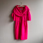 1960s Hot Pink Silk Dress With Shawl Collar (L/XL)