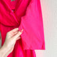 1960s Hot Pink Silk Dress With Shawl Collar (L/XL)